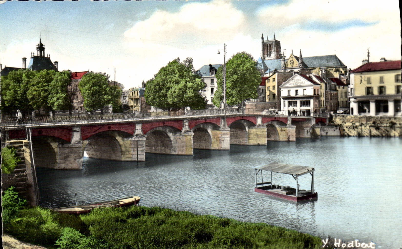 CPM Meaux Le pont du marche ou vieux pont sur la Marne acces a la rue du grand Cerf