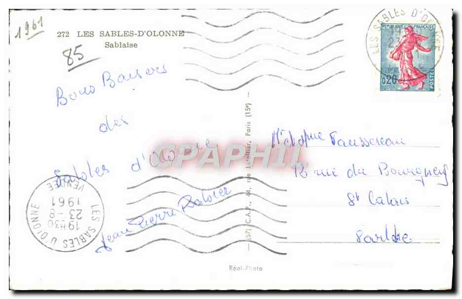 CPM Les Sables d'Olonne Sablaise Folklore  — Verso