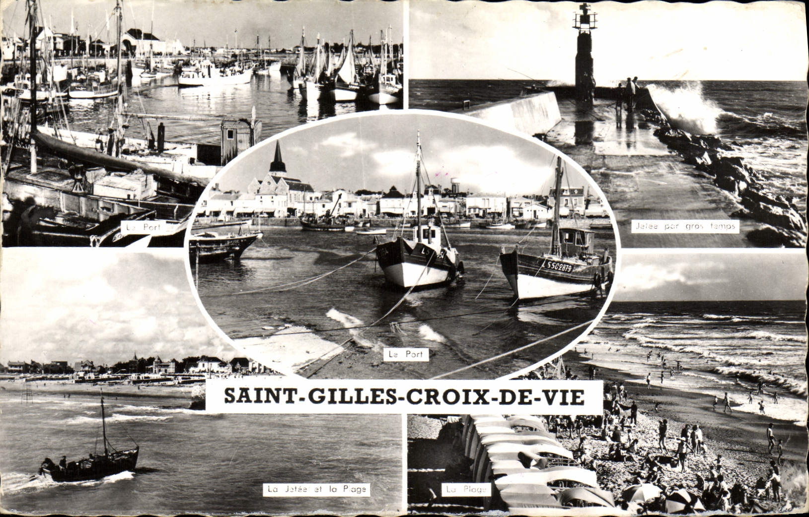 Saint-Gilles-Croix-de-Vie — Vue panoramique du port, de la plage et du phare — Éditions Artaud, Nantes