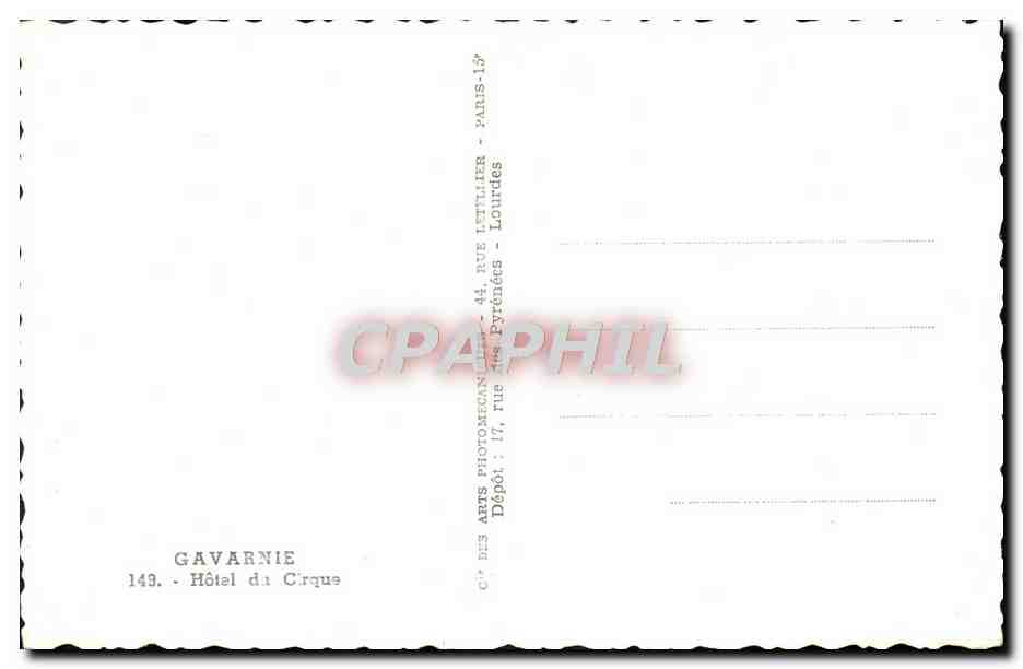 CPM Gavarnie Hotel Du Cirque — Verso