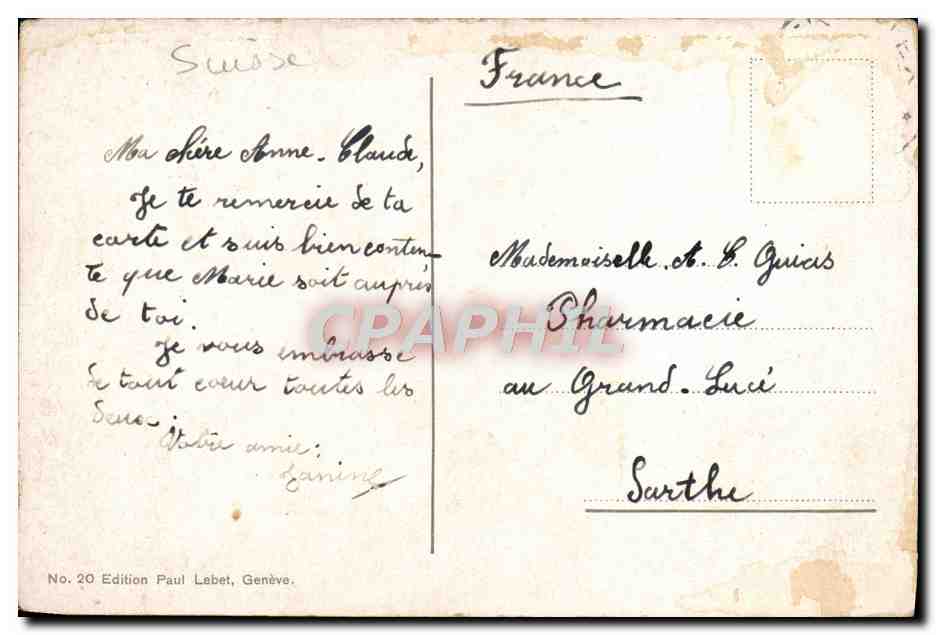 CPA Geneve La Rade Et Le Jet d'Eau Bateau Savoie  — Verso