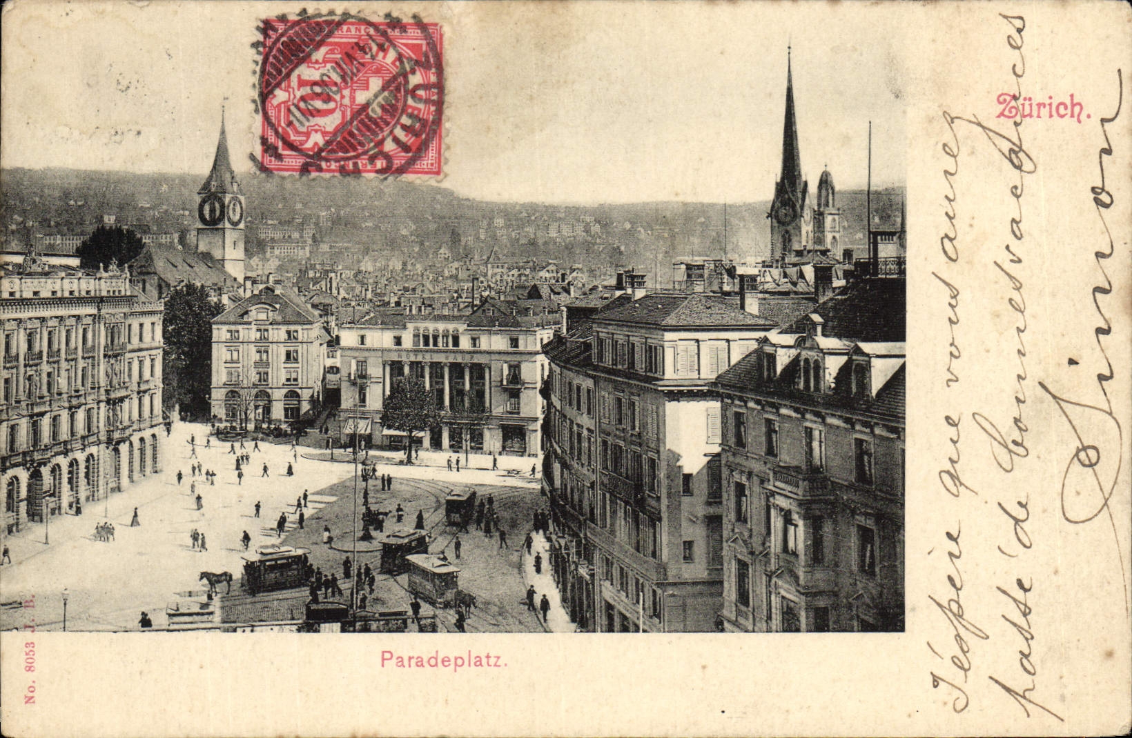 Paradeplatz — Zurich — éditeur J. R. n° 8053