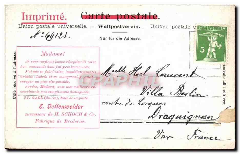 CPA St Gallen Einfahrt Train  — Rückseite