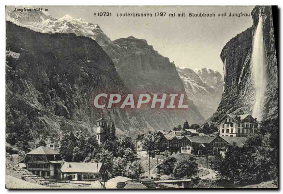 CPA Lauterbrunnen Mit Staubbach Und Jungfrau