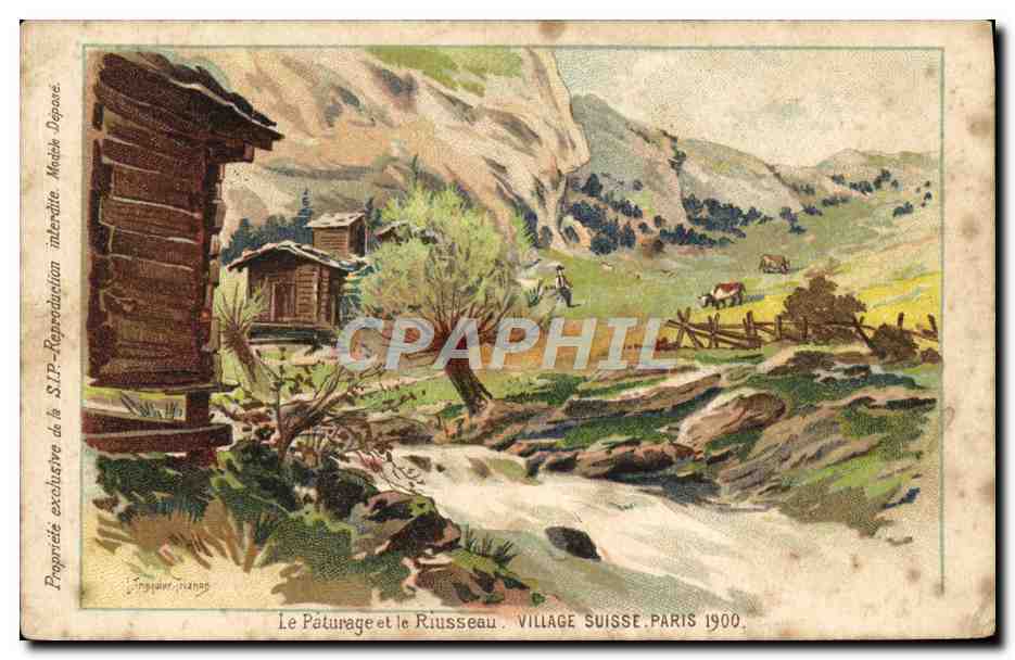 CPA Le Paturage Et Le Riusseau Village Suisse Paris 1900
