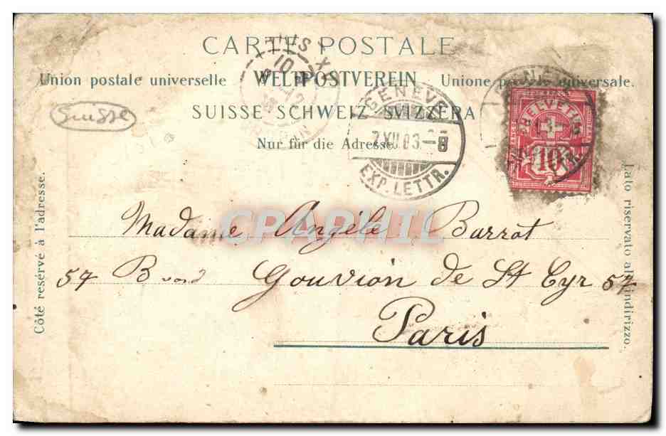 CPA Geneve Tour De I'lle — Back