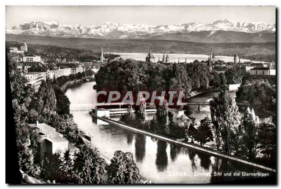 Zurich. Limmat, Sihl und die Glarneralpen — Photoglob Wehrli AG, Zürich, n° 13