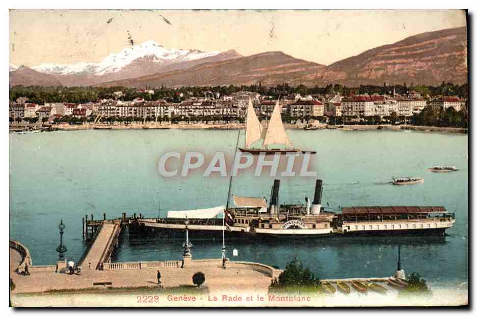 CPA Geneve La Rade Et Le Montblanc Bateau 