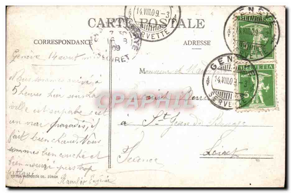 CPA Geneve La Rade Et Le Montblanc Bateau  — Verso