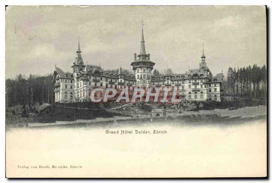 Grand Hôtel Dolder, Zürich — vue du bâtiment et du jardin — Verlag von Hernuh, Meinecke, Zürich