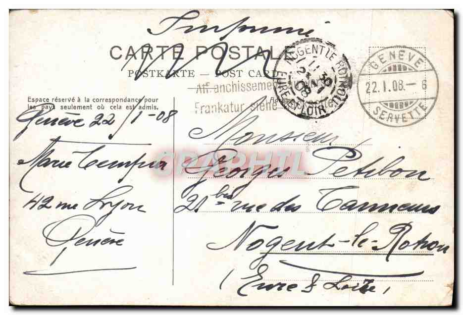CPA Geneve Rade Et Mont Blanc Bateau — Rückseite