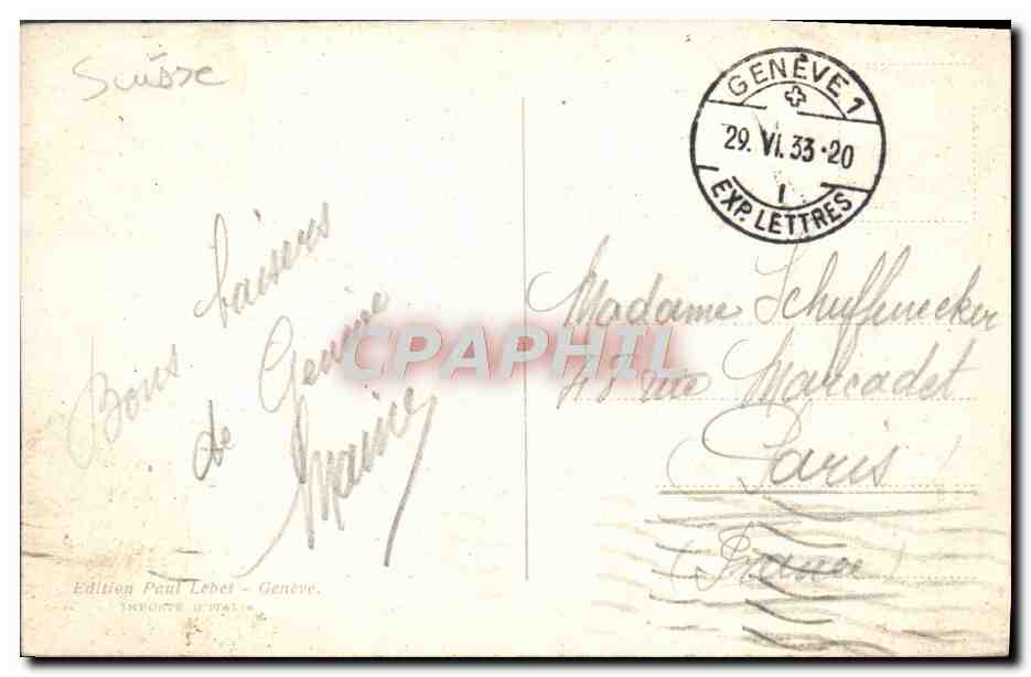 CPA Geneve Jet d'Eau Et Quai Des Eaux Vives — Verso