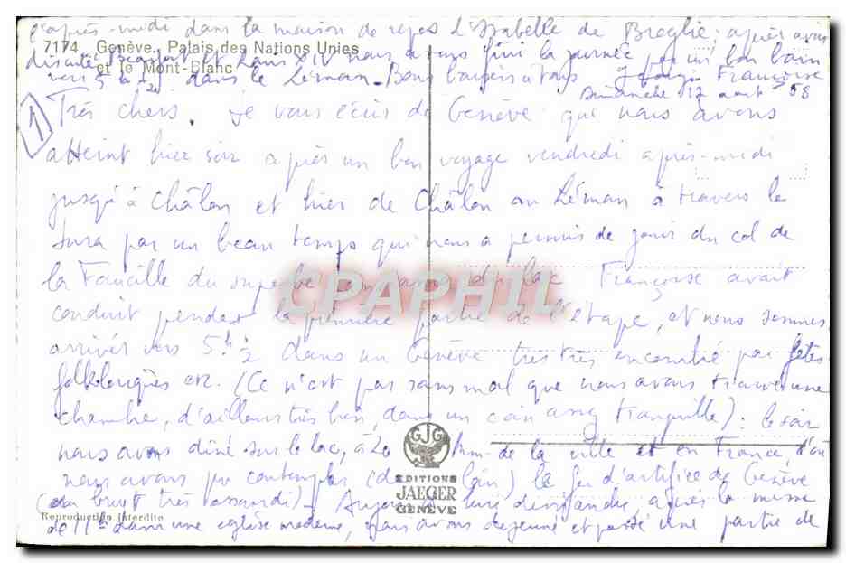 CPM Geneve Palais Des Nations Unies Et Le Mont Blanc — Rückseite