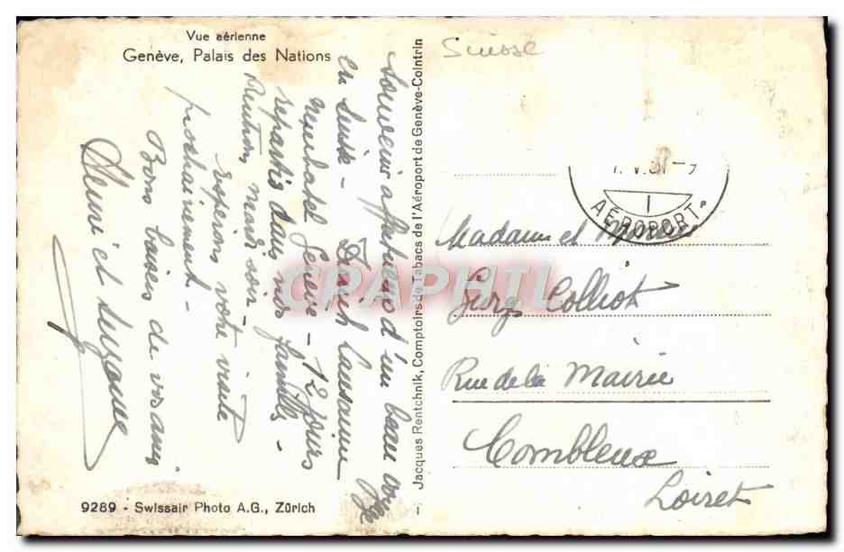 CPM Vue Aerlenne Geneve Palais Des Nations — Rückseite