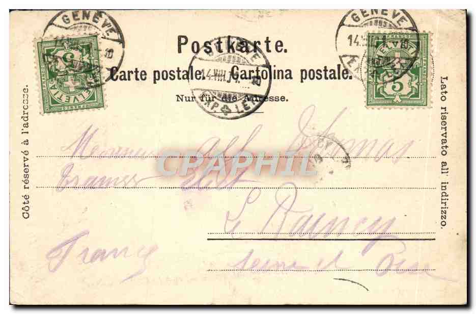 CPA Geneve Rue De La Corraterie — Rückseite