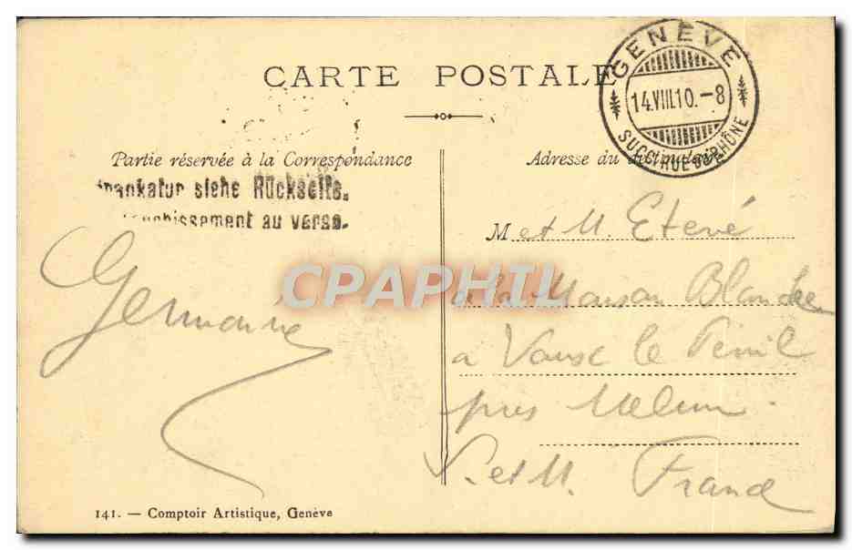 CPA Geneve Le Musee d'Art Et d'Histoire — Rückseite