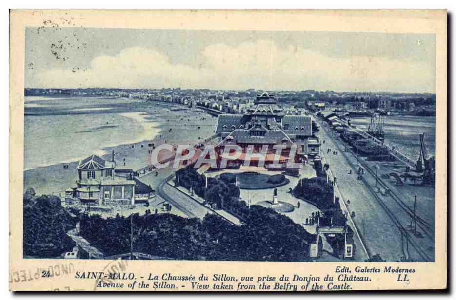 Saint-Malo - La Chaussée du Sillon, vue prise du Donjon du Château — Éditeur Galeries Modernes, n°24