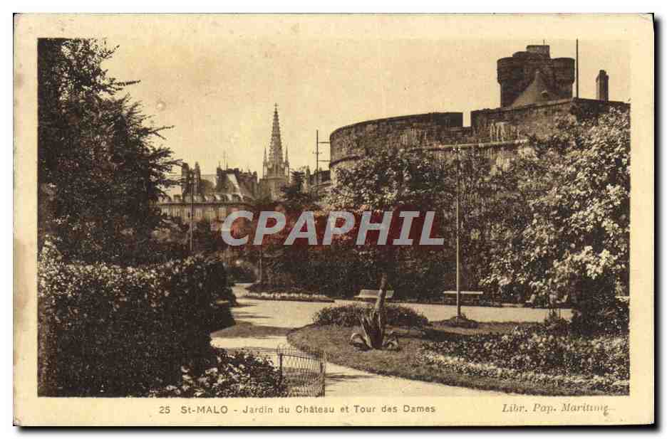 CPA St Malo Jardin Du Chateau Et Tour Des Dames