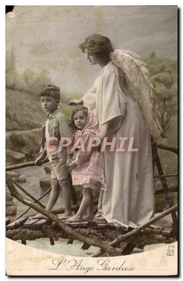 CPA Fantaisie L'Ange Gardien Enfants