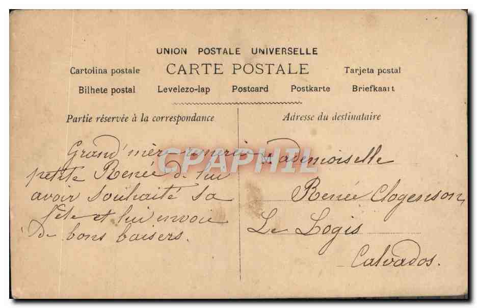 CPA Fantaisie Femme Grand mere Enfant — Verso