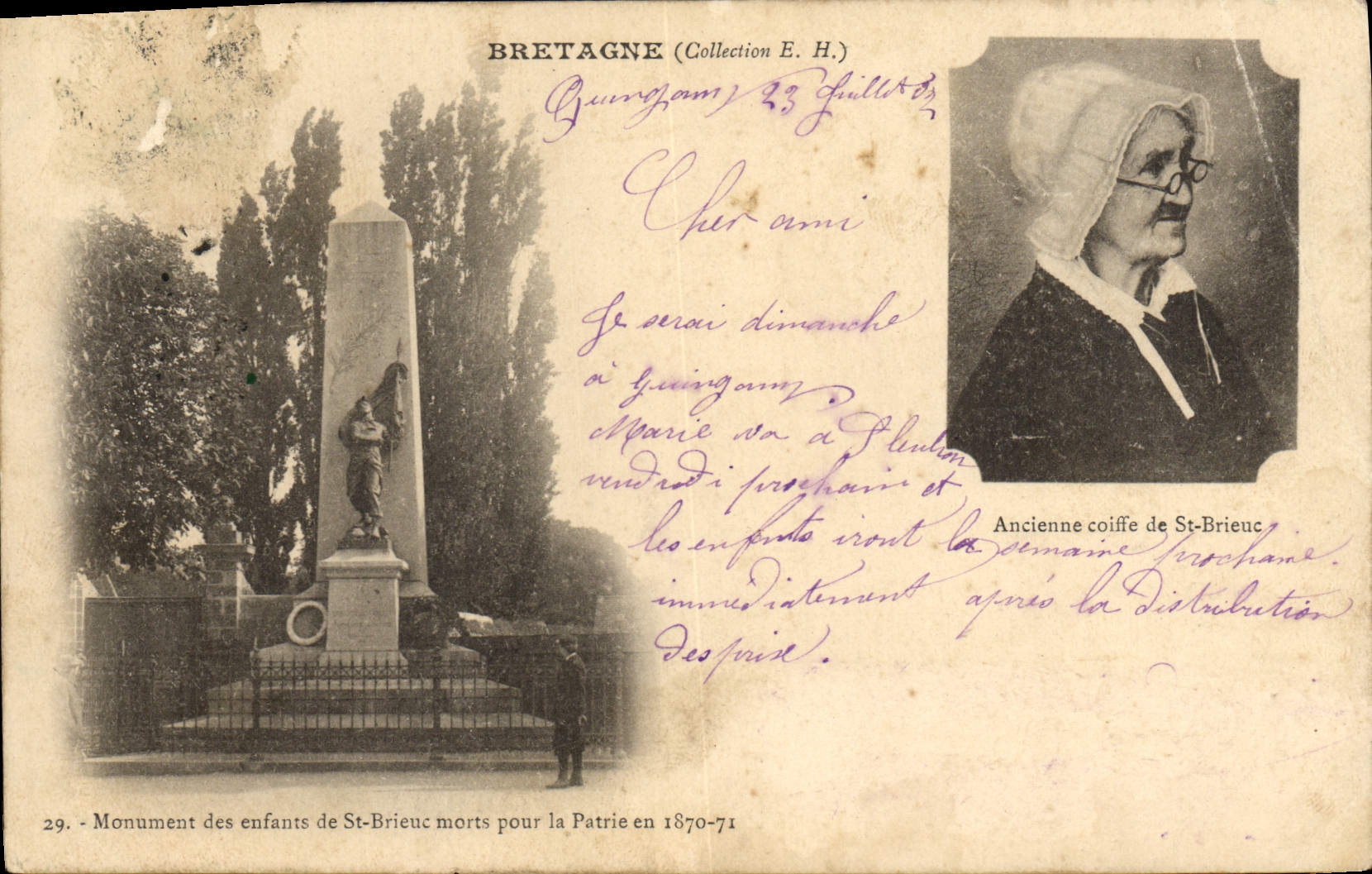 CPA Saint Brieuc Monument des Enfants Morts pour la France Folklore