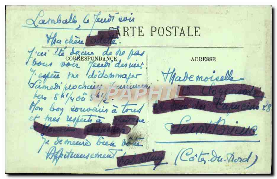 CPA Lamballe L'Eglise Notre Dame Le jube — Back
