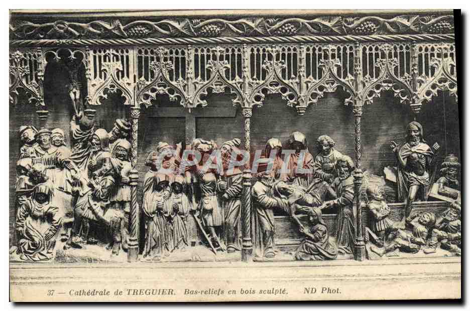 CPA Treguier Cathedrale Bas reliels en Bois