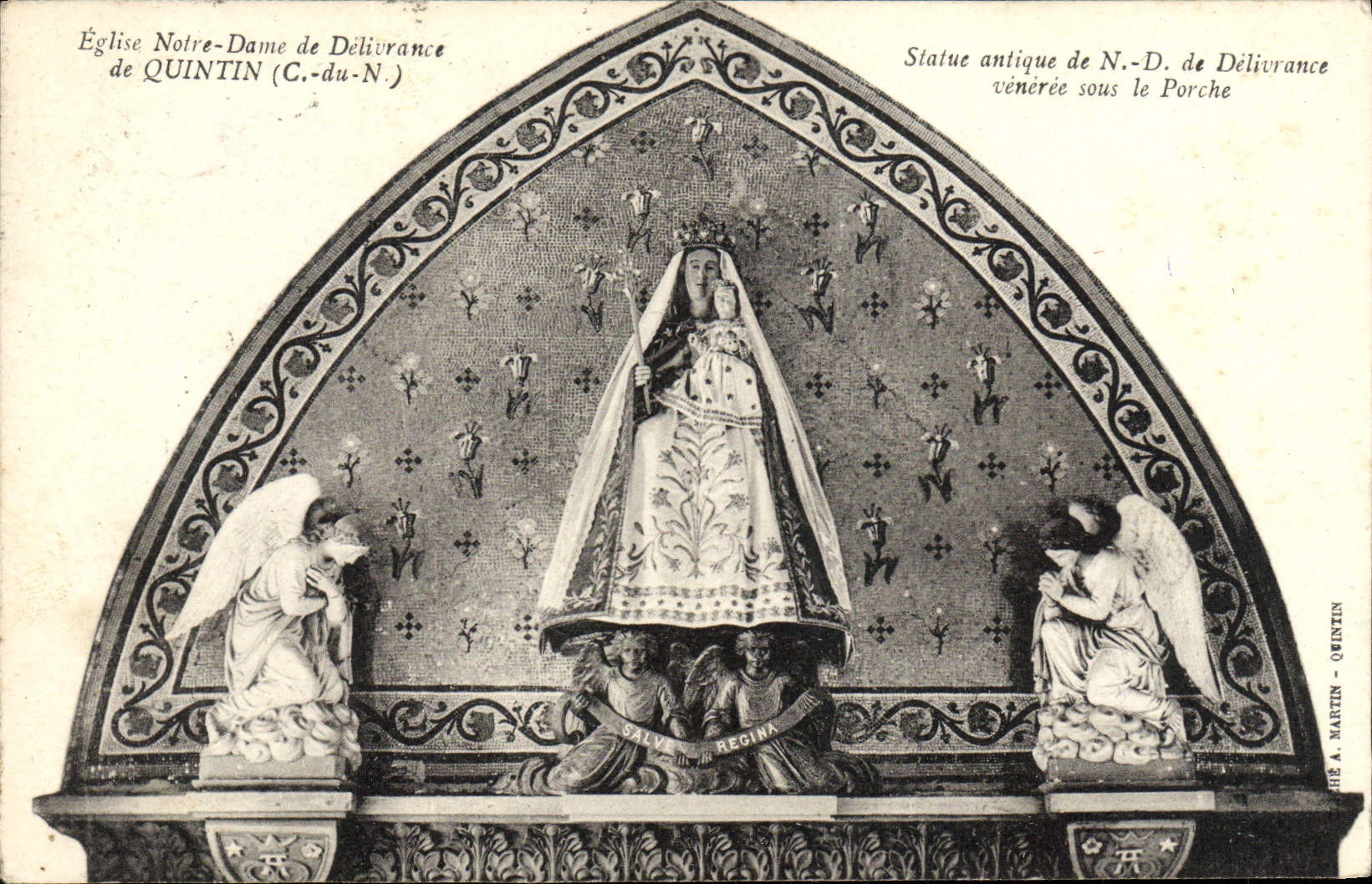 Église Notre-Dame de Délivrance — Statut antique de N.-D. de Délivrance vénérée sous le Porche — H. A. MARTIN - QUINTIN