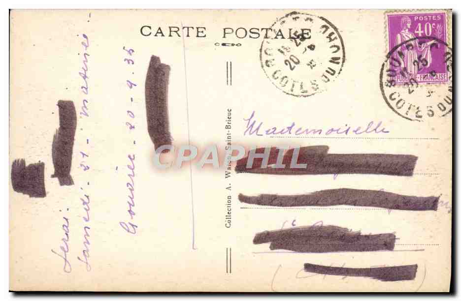 L'Entrée des Gorges du LONGEAU à Bon-Repos, près de GOUAREC — A.W. 4495 — La Bretagne Pittoresque — Reverso