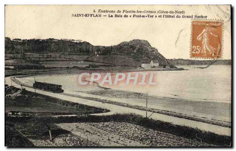 Saint-Efflam — La Baie de « Pont-ai-Yar » et l'Hôtel du Grand Rocher — Environs de Pleslin-les-Grèves (Côtes-du-Nord)