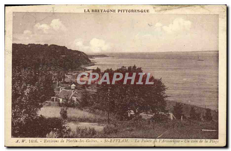 CPA Environs de Plestin les Greves Saint Efflam La pointe de l'Armorique Un coin de la plage 