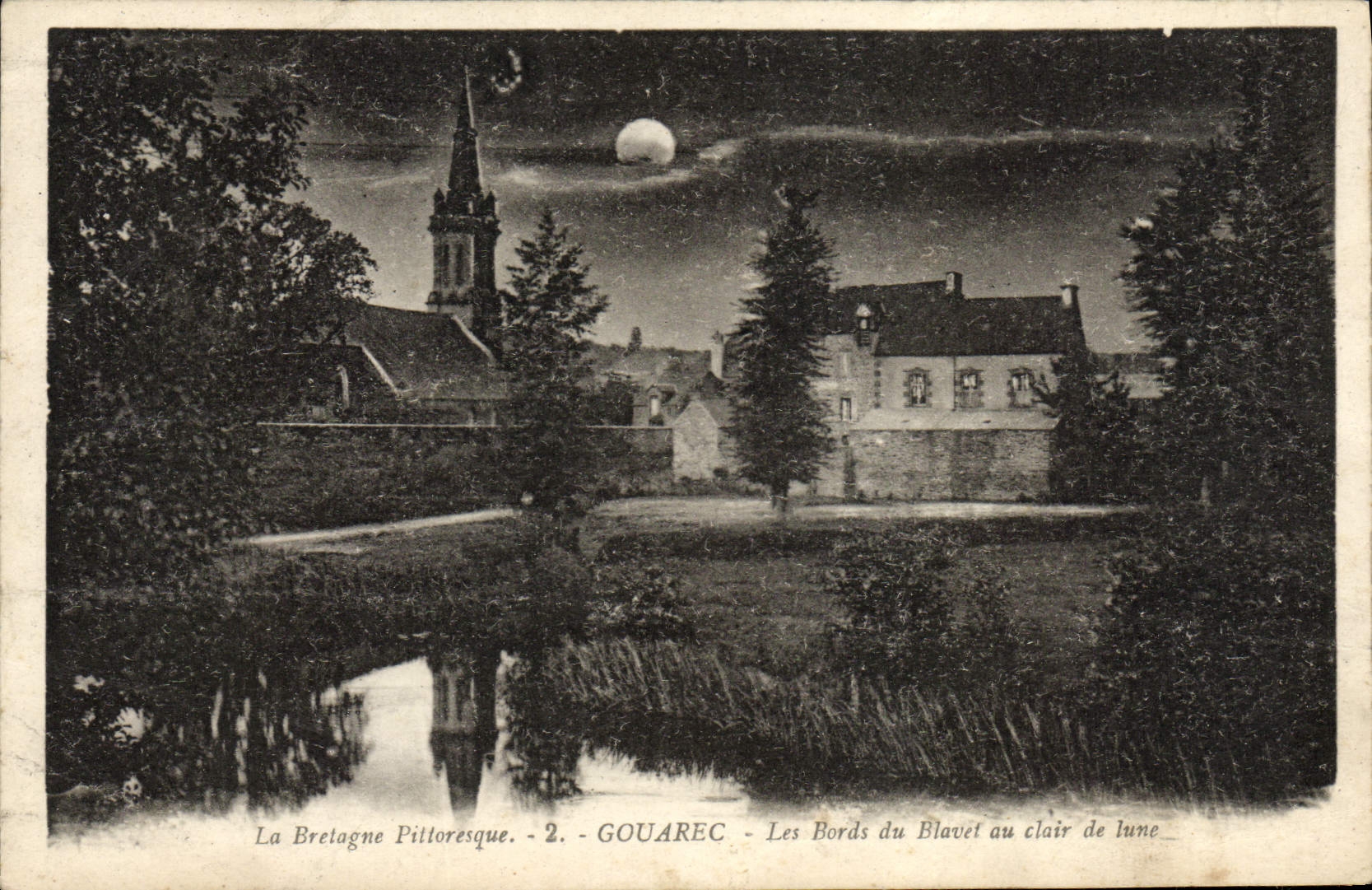 CPA Gouarec Les Bords du Blavet au Clair de Lune