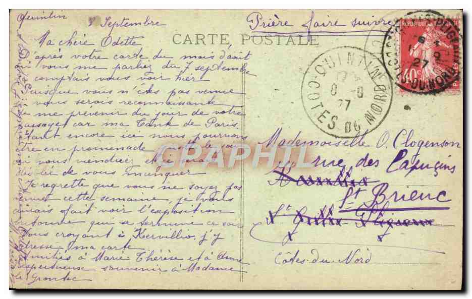 Tour de château de Beaumanoir près Quintin — où est né le célèbre ligueur Guy Eder de la Fontenelle — éditeur E. Hamonic, n° 1105 — Achterkant