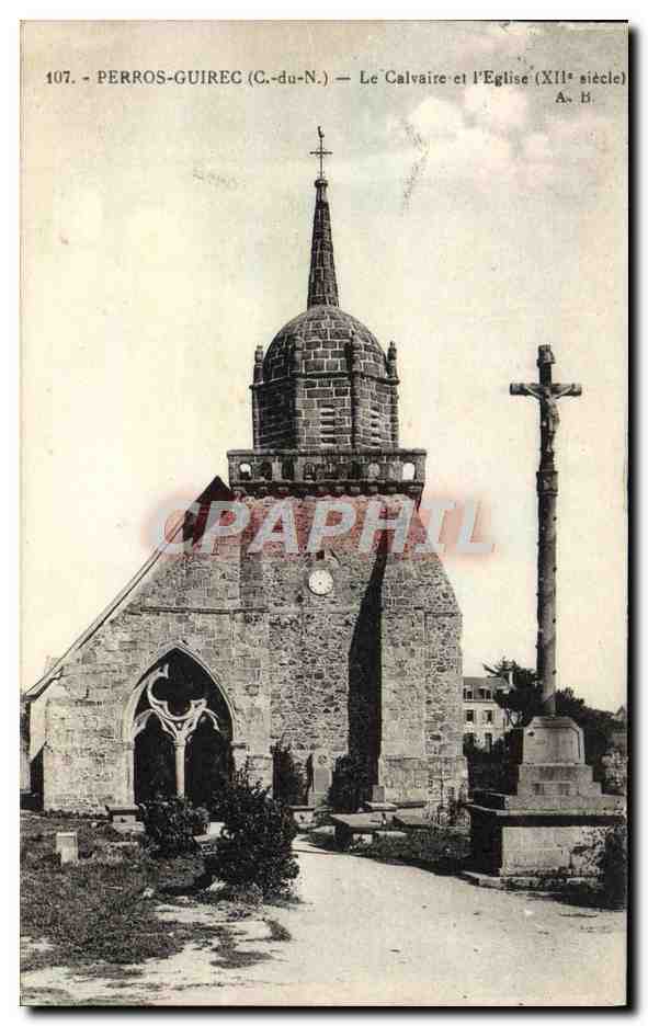 CPA Perros Guirec Le Calvaire et l'Eglise