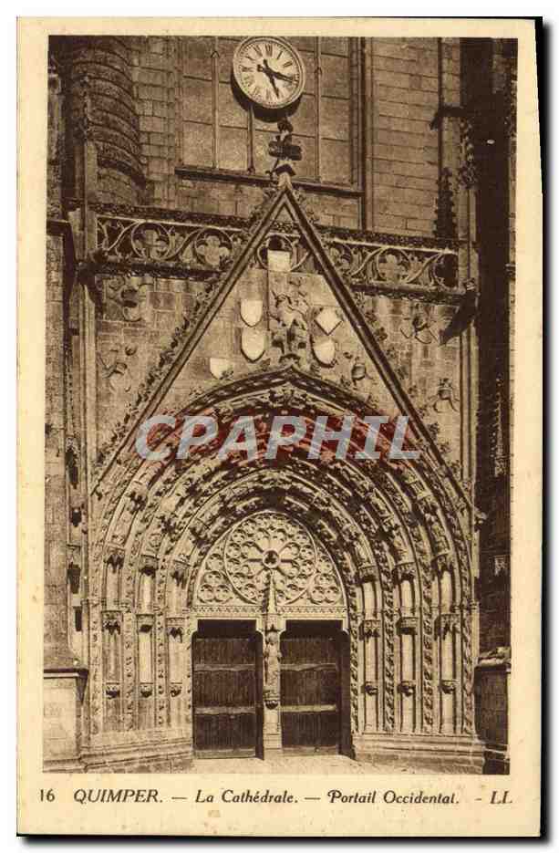 CPA Quimper La Cathedrale Portail Occidental