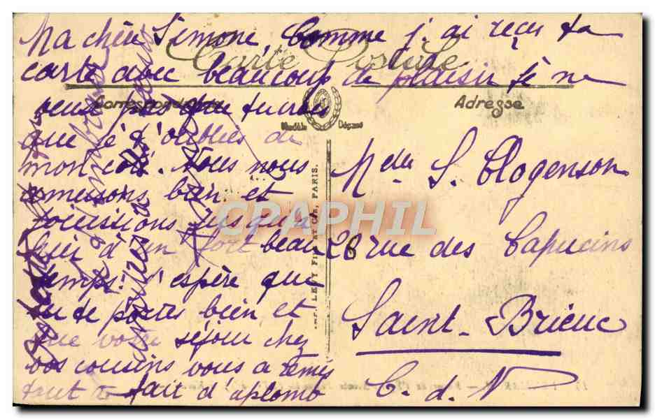CPA Penmarch Rumes de L'Eglise Sainte Thumette a Kerity — Rückseite