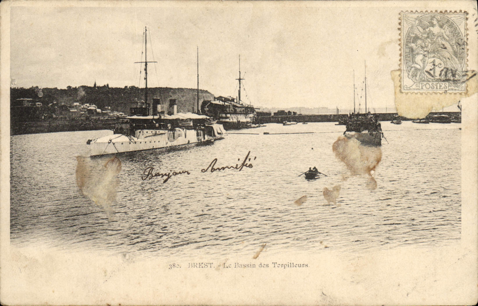 CPA Brest Le bassin des torpilleurs Bateau 