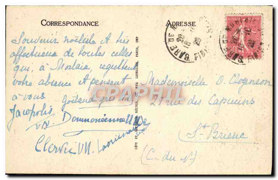 CPA Morlaix Interieur de la Chapelle de la Salette — Rückseite