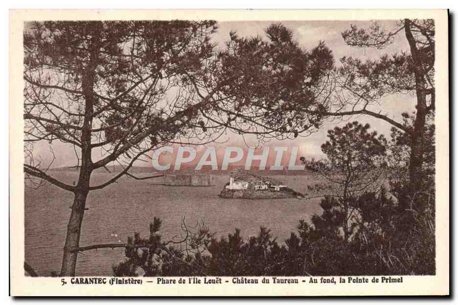 CPA Carantec Phare de l'ile Louet Chateau du Taureau Pointe de Primel