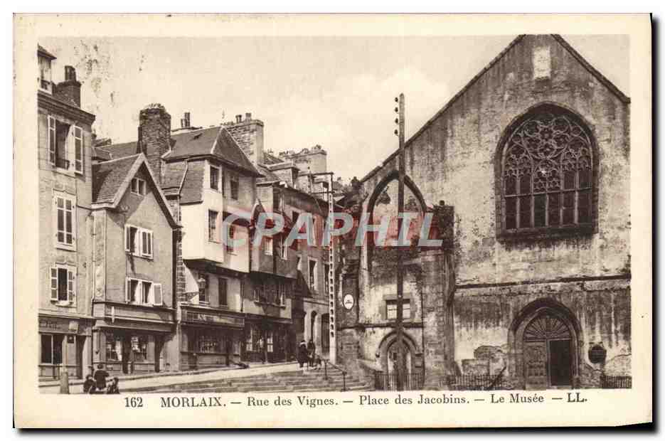 CPA Morlaix Rue des Vignes Place des Jacobins Le musee
