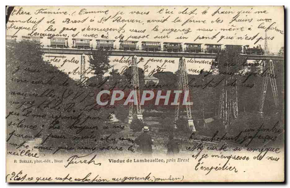CPA Viaduc de Lambezellec Pres Brest Train 