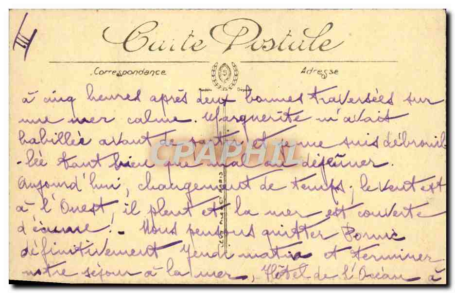 CPA Pornic Le Rocher de la Vierge — Back