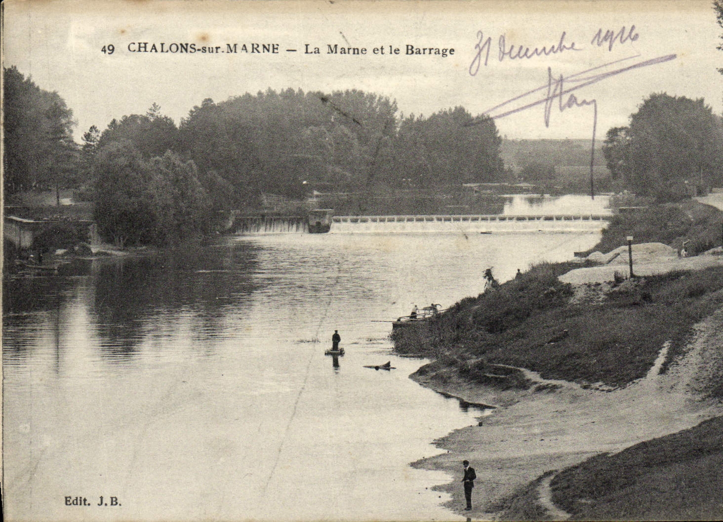 Chalons-sur-Marne — La Marne et le Barrage — Edit. J.B.