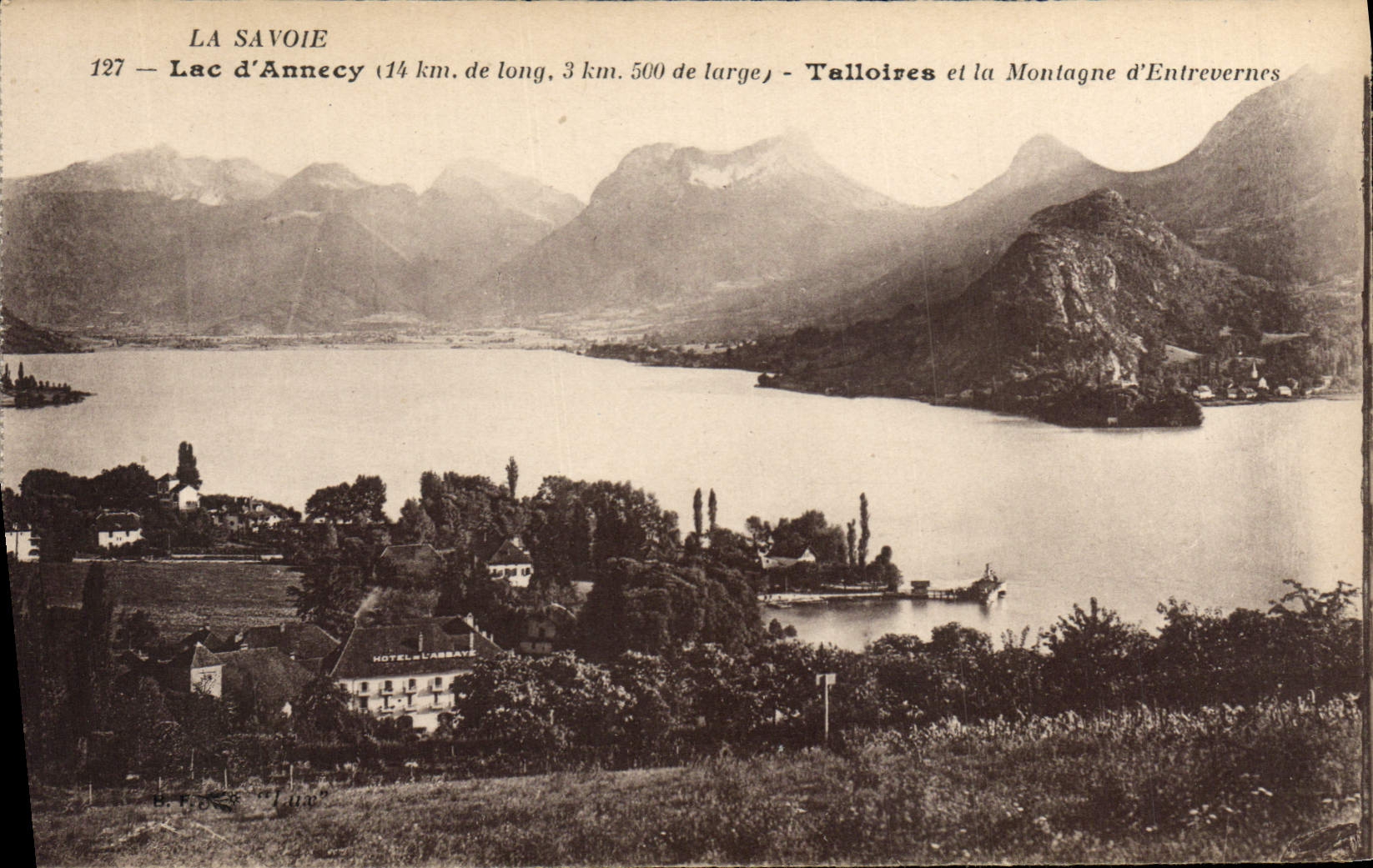 Lac d'Annecy — Talloires et la Montagne d'Entrevernes — La Savoie — Éditeur : Imp. Catala Frères