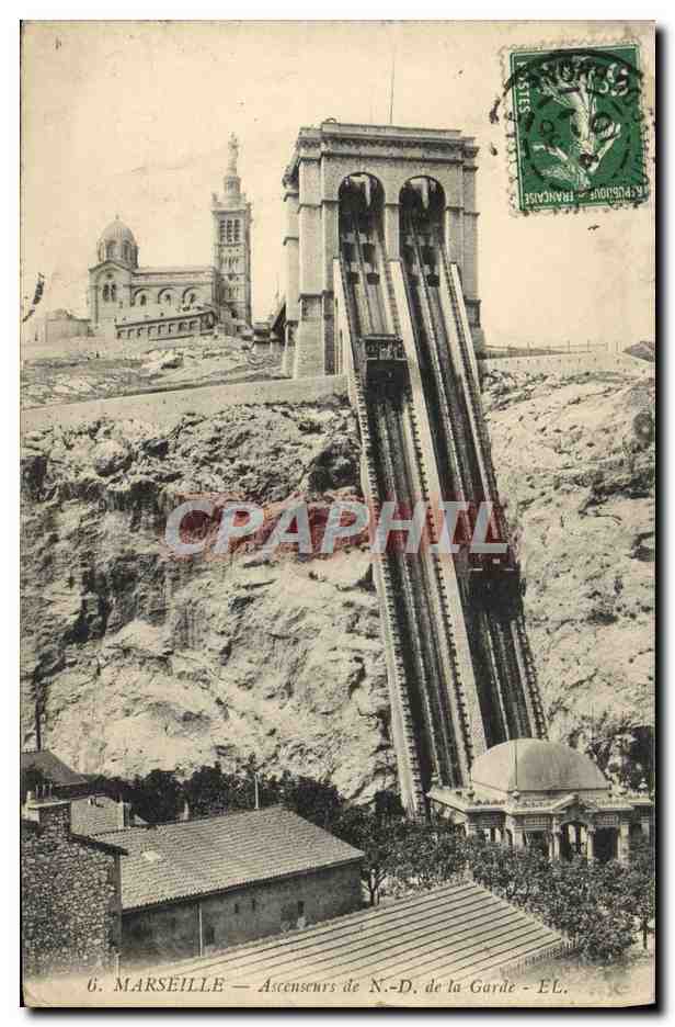 CPA Marseilles Ascenseurs De ND de La Garde