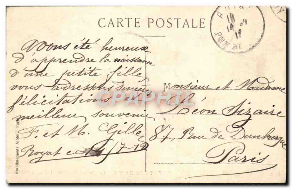 Royat-les-Bains — Le Grand Hôtel et Majestic Palace — E.A. Éditeur — Rückseite