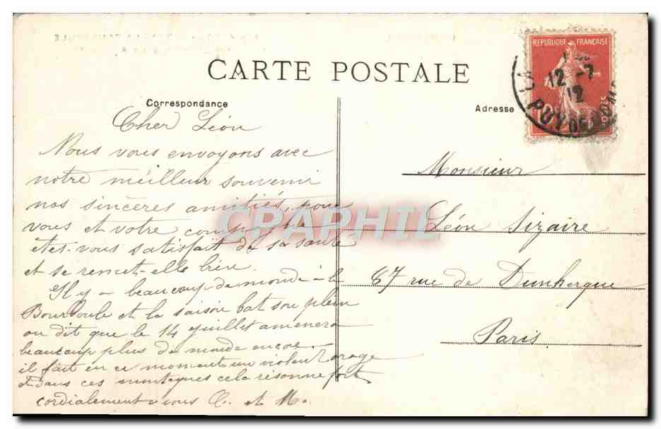 CPA L'Auvergne Puy De Dome La Bourboule Vue Generale prise du rocher — Verso