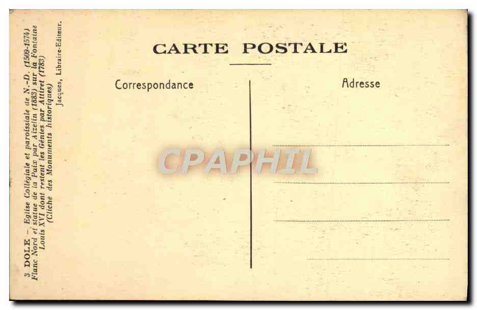 CPA Dole Eglise collegiale et paroissiale de ND  — Rückseite