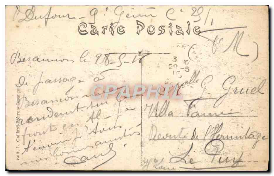CPA Frontiere Franco suisse Entree des bassins du Doubs — Rückseite