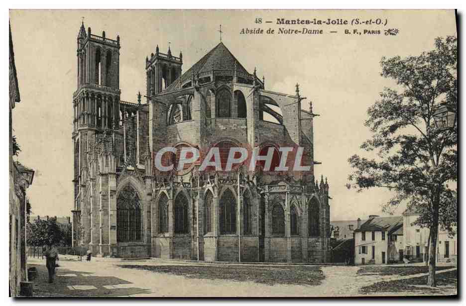 CPA Mantes la Jolie Abside de Notre Dame